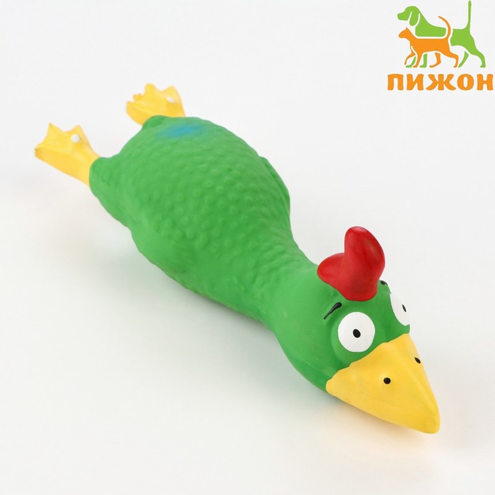Игрушка Пижон "Петух" для собак пищащая латекс 18 см зелёный