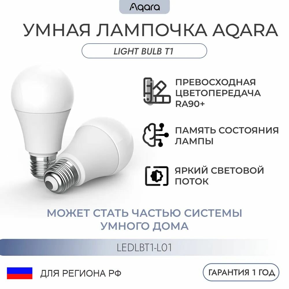 Умная лампа Light Bulb, Белый, e27, 2 шт, Спальня, прикроватная лампа