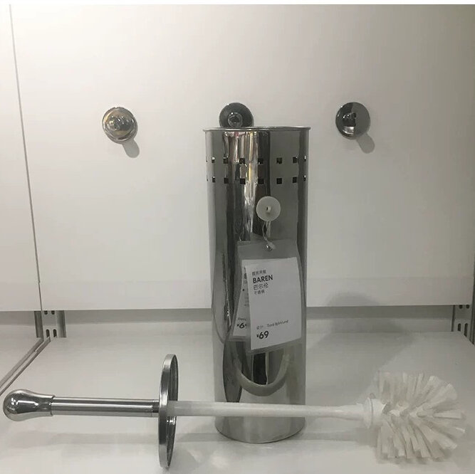 Ершики Туалетные Xiaomi Ершик для унитаза "BAREN" IKEA, сталь, полипропилен, с крышкой и подставкой