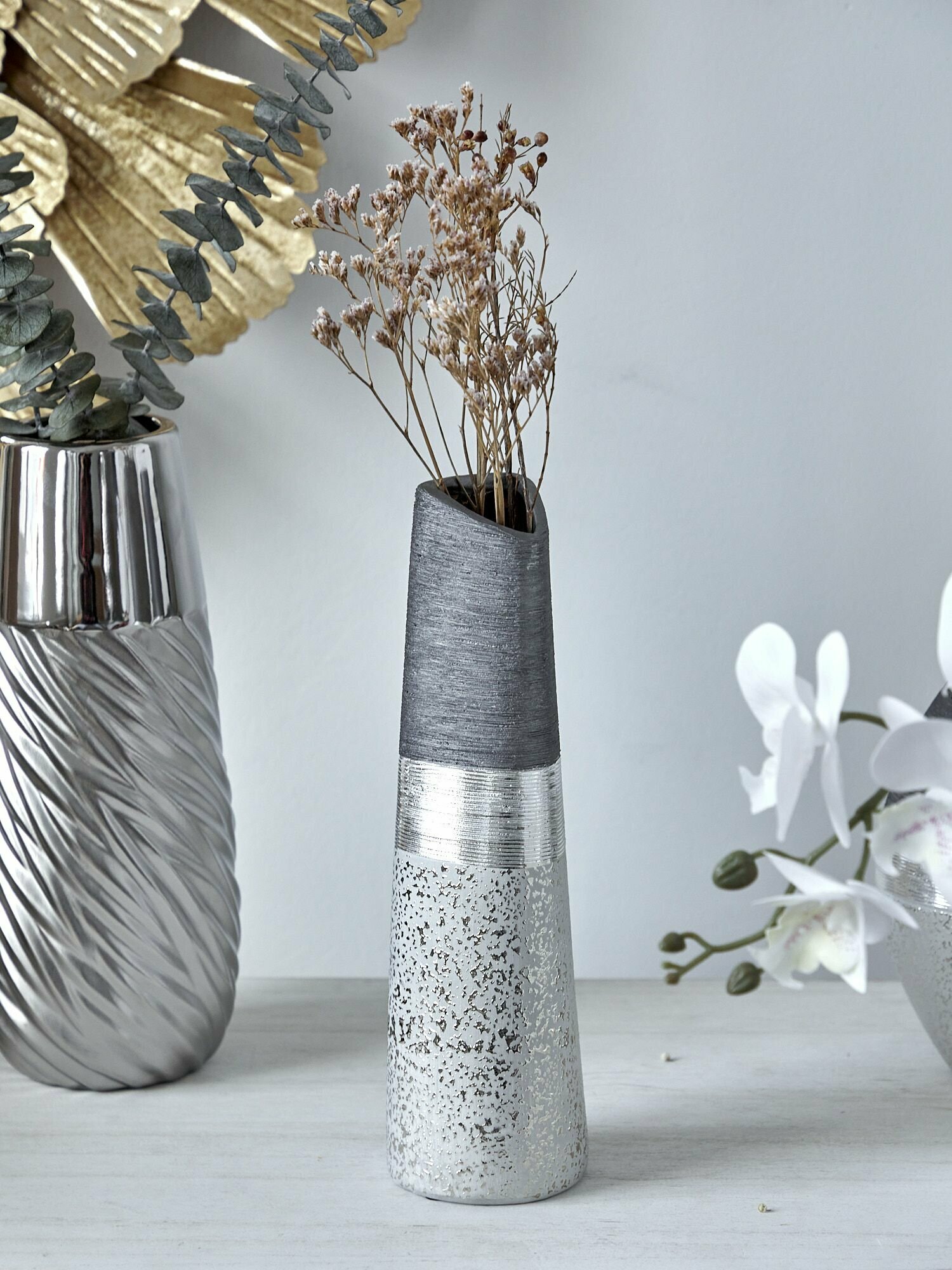 74-020 Ваза интерьерная, настольная, керамика 9х9х30см, Glasar