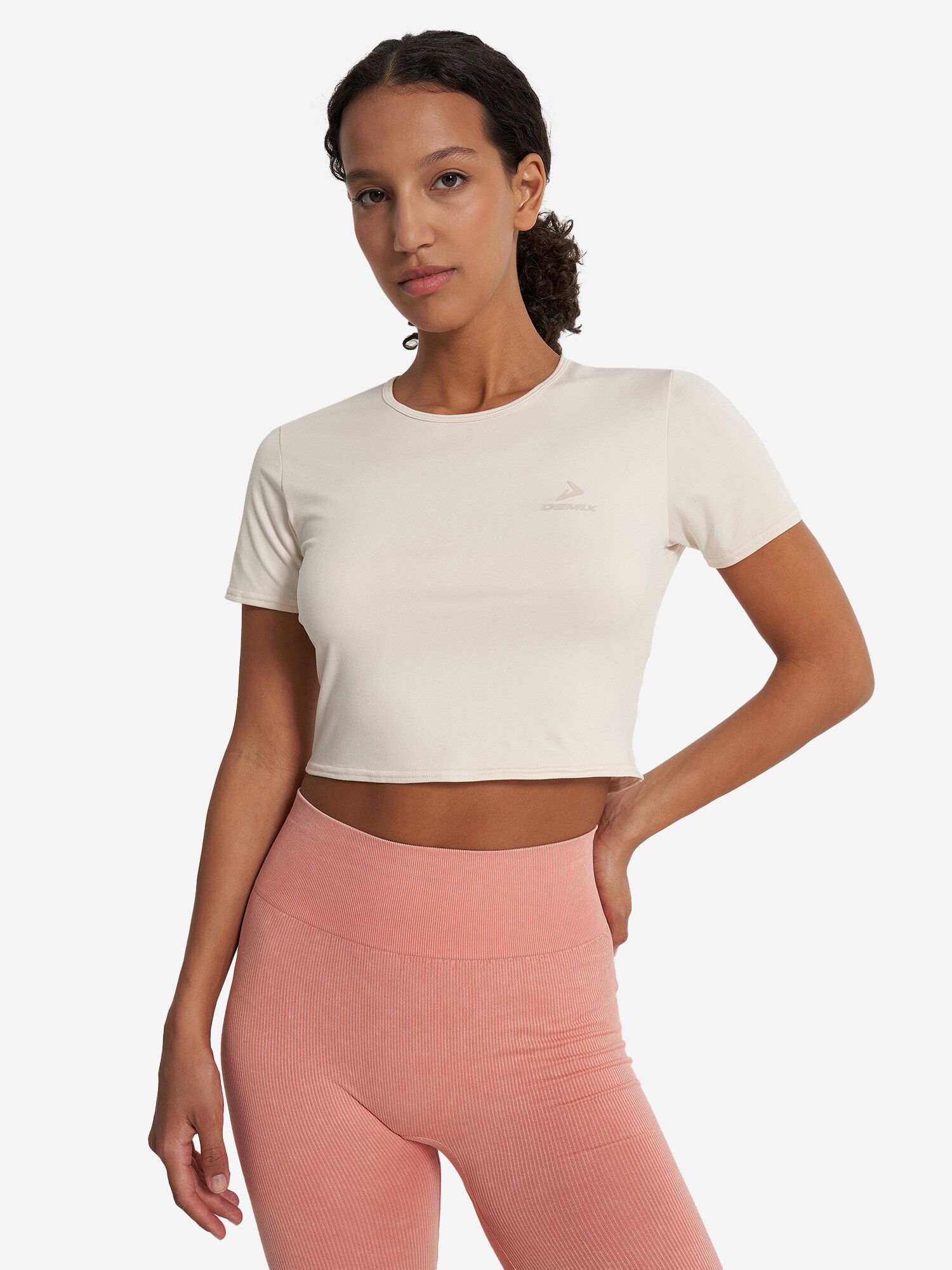 Футболка спортивная Demix W D Yoga Cropped T-shirt размер 46 кремовый