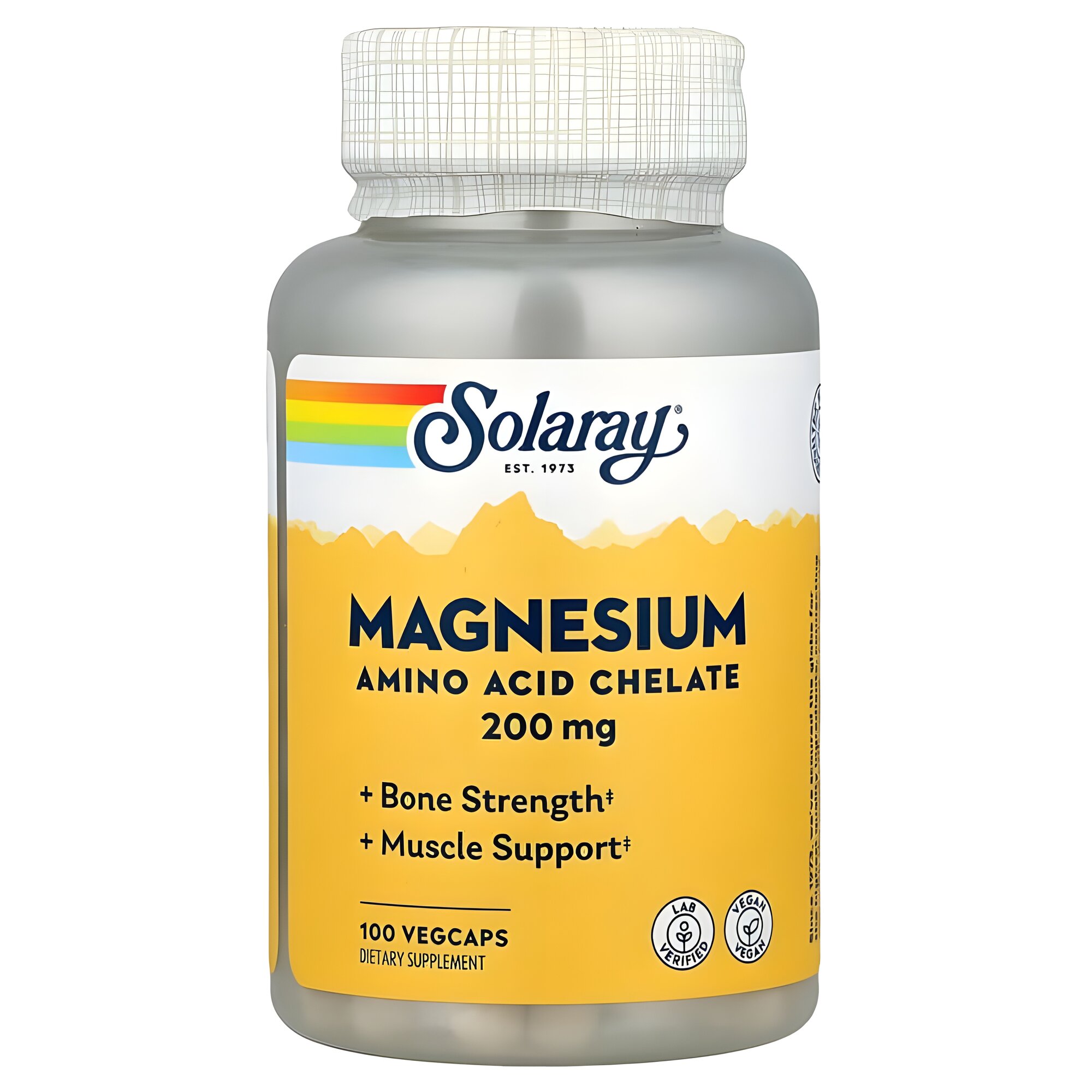 Магний Solaray Amino Acid Chelate, хелатный, 200 мг, 100 капс, без ГМО