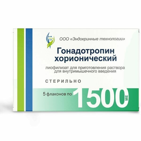 Гонадотропин хорионический лиофилизат для приготовления раствора для вм введения 1500 МЕ 5 шт