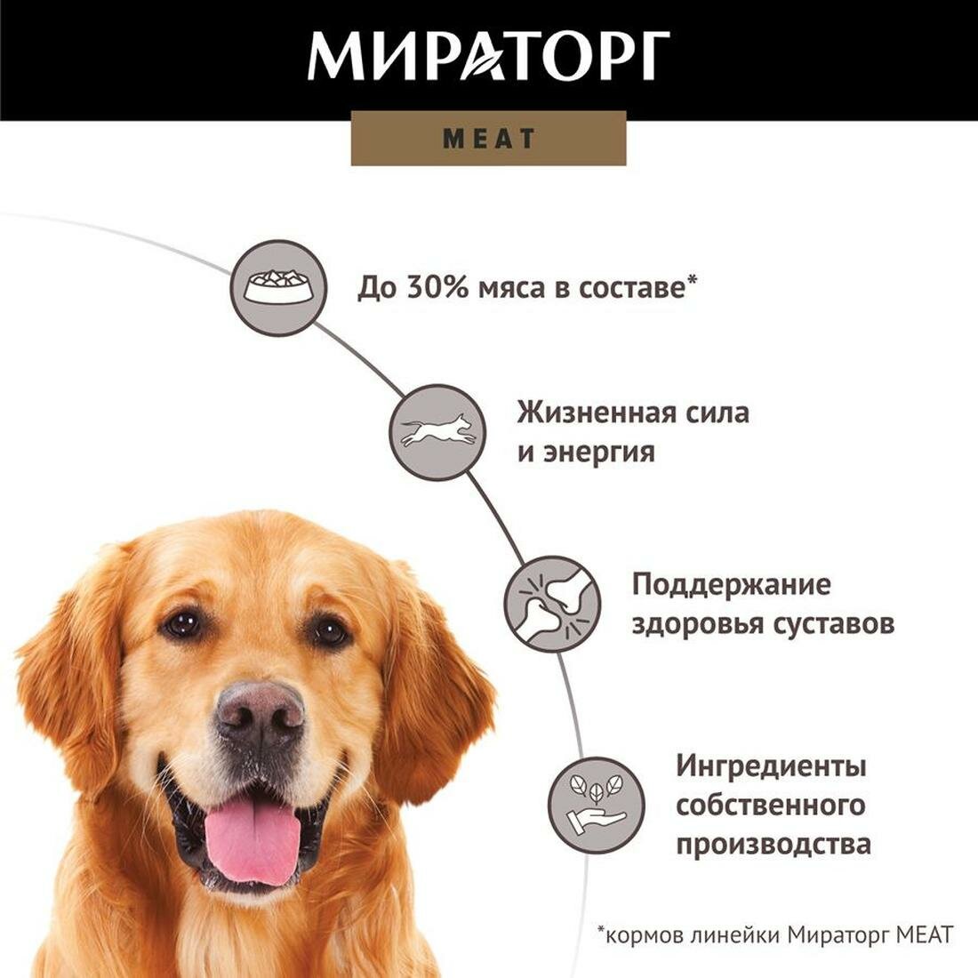 Мираторг Meat сухой корм для взрослых собак средних и крупных пород полнорационный, с сочной говядиной 2,1 кг — фото 1