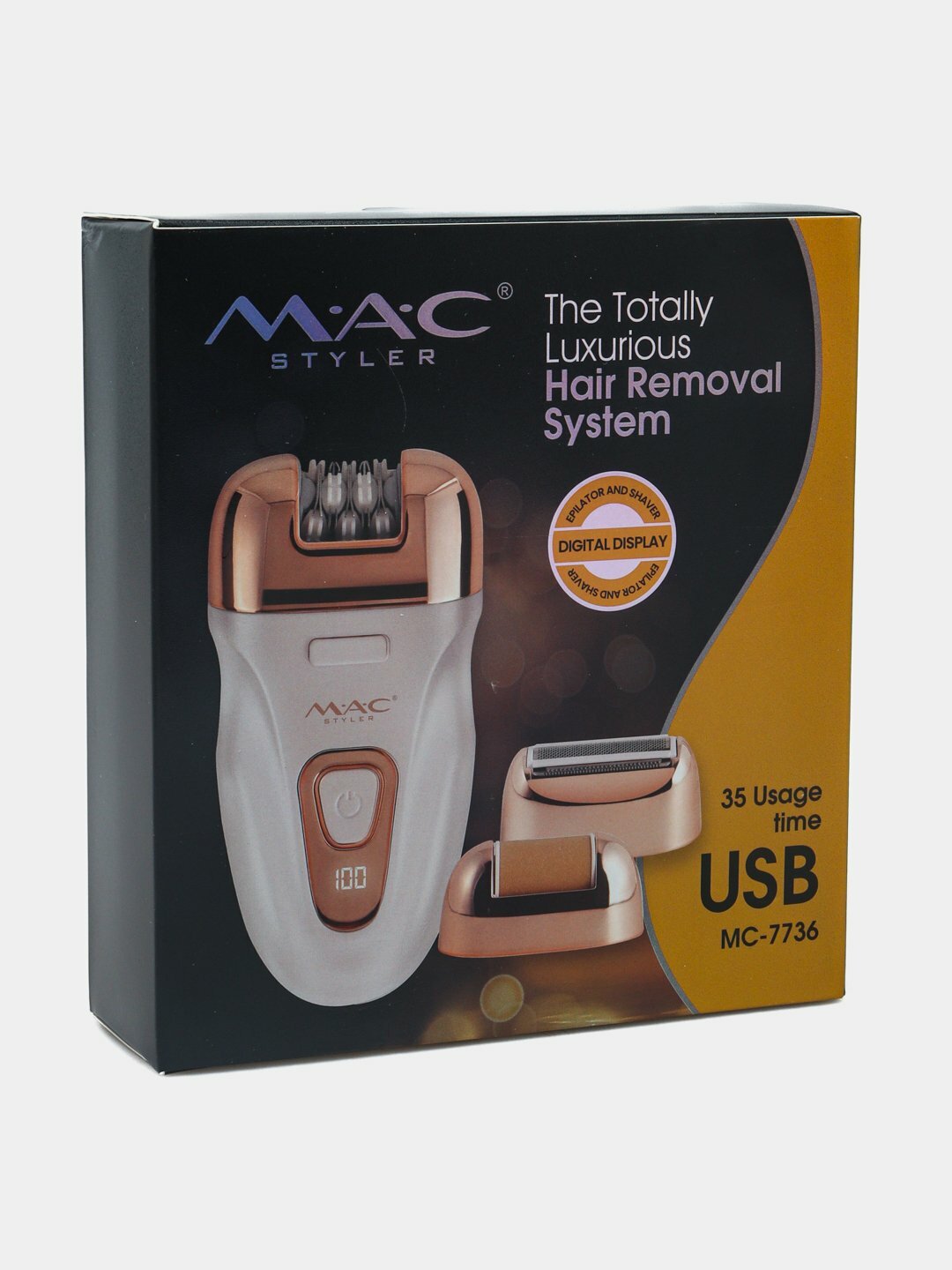 Эпилятор MC-7736, для тела, 35 ч быстрой эпиляции, 36 металлических пинцетов, золотой