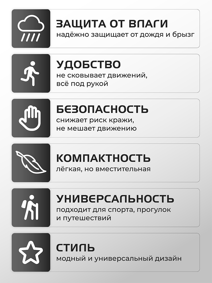 Мотосумка Teller Motors на бедро, боковая, с замком, 24х20х2 см, черная — фото 1