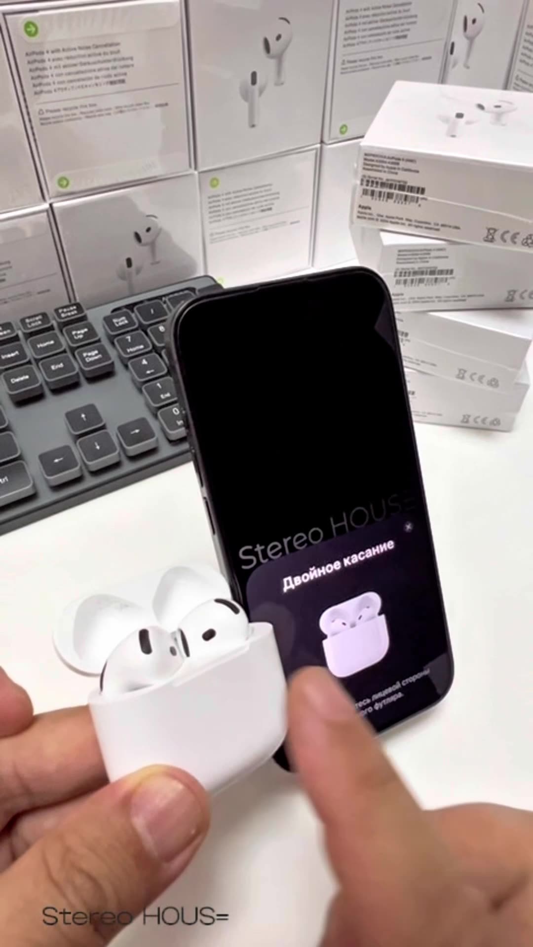Наушники A Pods 4 Premium, беспроводные, с Hi-Fi стереозвуком и сенсорным управлением. IOS, Android — фото 1