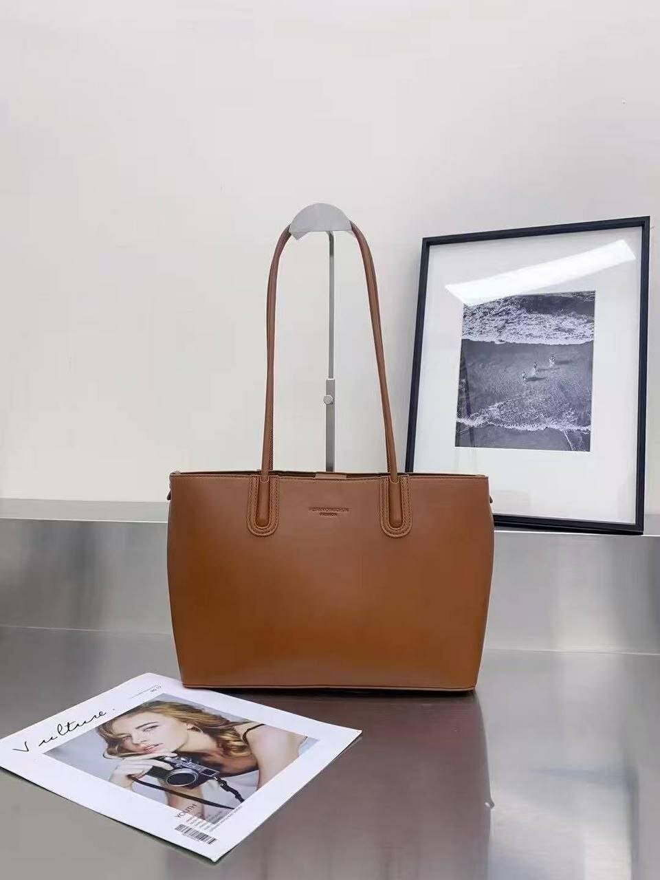 Сумка , фактура гладкая, бежевый — фото 1