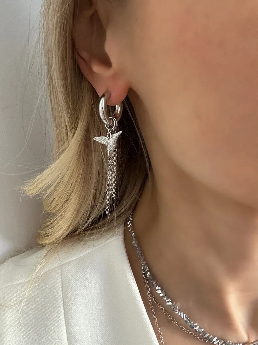 Серьги Odina JEWELRY стекло серый