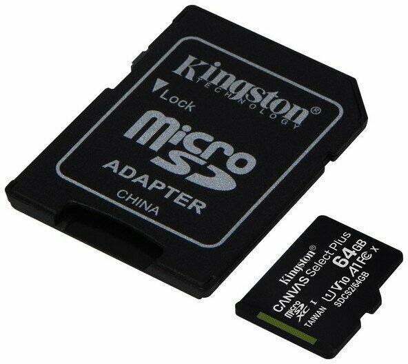 Карта памяти Kingston Canvas Select Plus microSDXC UHS-I +ад, SDCS2/64Gb