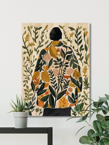 Изображение товара Картина абстракция / минимализм -"Девушка осень", картина интерьерная / в комнату на стену, 50х70 см.