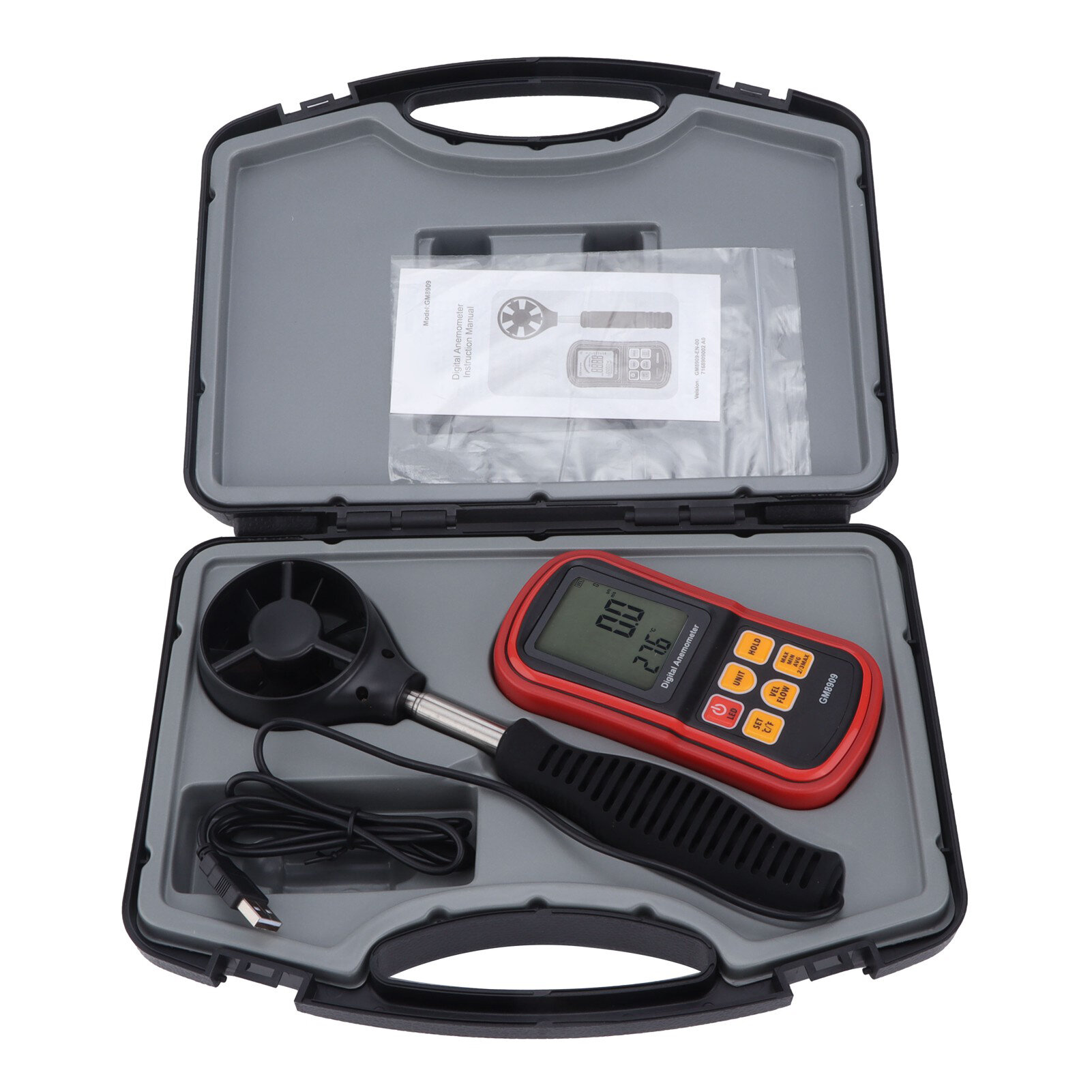 Gm8909 анемометр многофункциональный цифровой дисплей Dataholding Handheld Wind Anemomomet