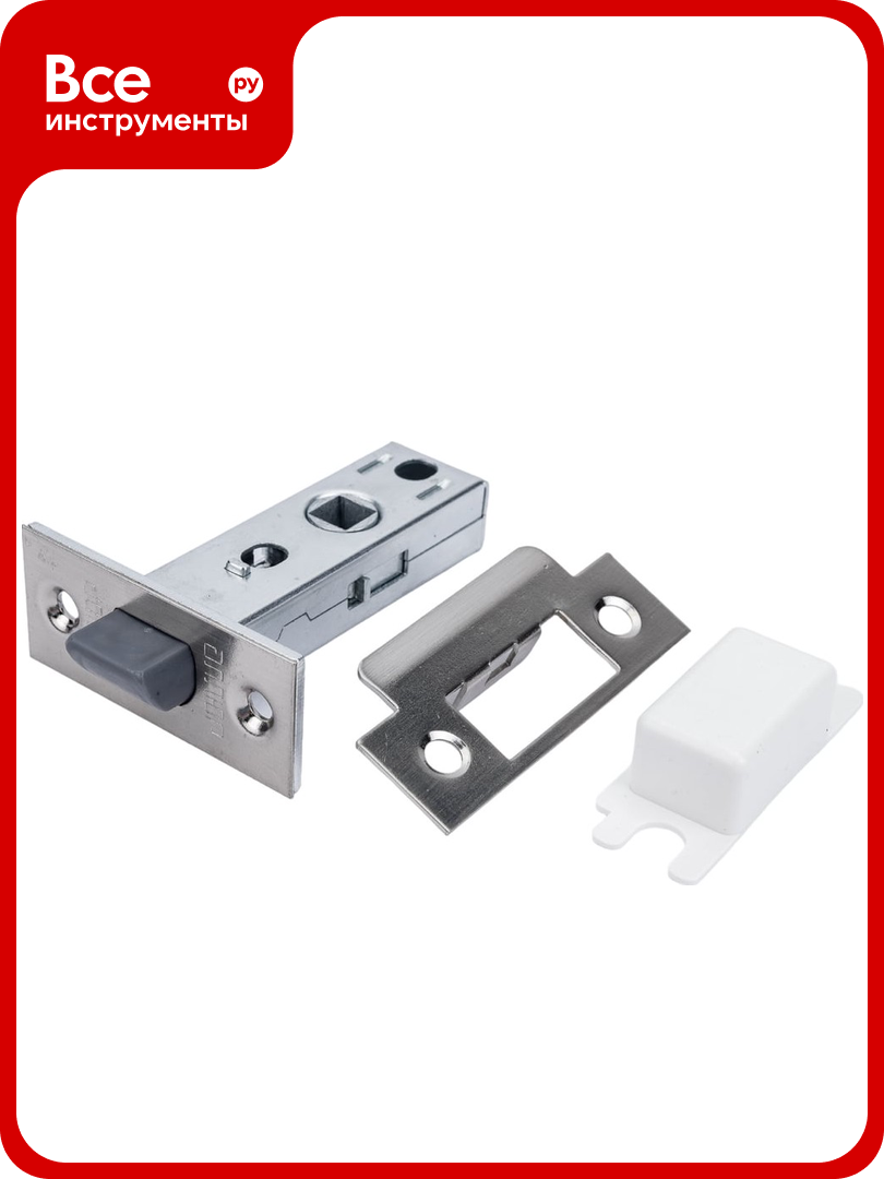 Защелка Аллюр L45-8-P SN (матовый никель; пластик; торцевая планка 25 мм; без ручек) 12333