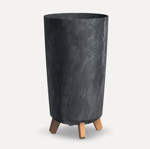 Изображение товара Кашпо для цветов Prosperplast GRACIA TUBUS на ножках, d- 23,9 см, h-44,5 см, 14,5 л, антрацит/бетон
