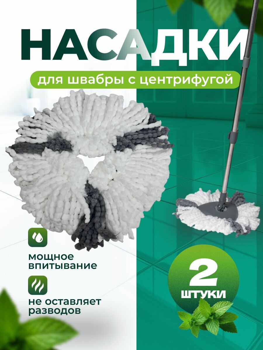 Насадка на швабру Мой дом "Торнадо", 32x32 см, с центрифугой, серая