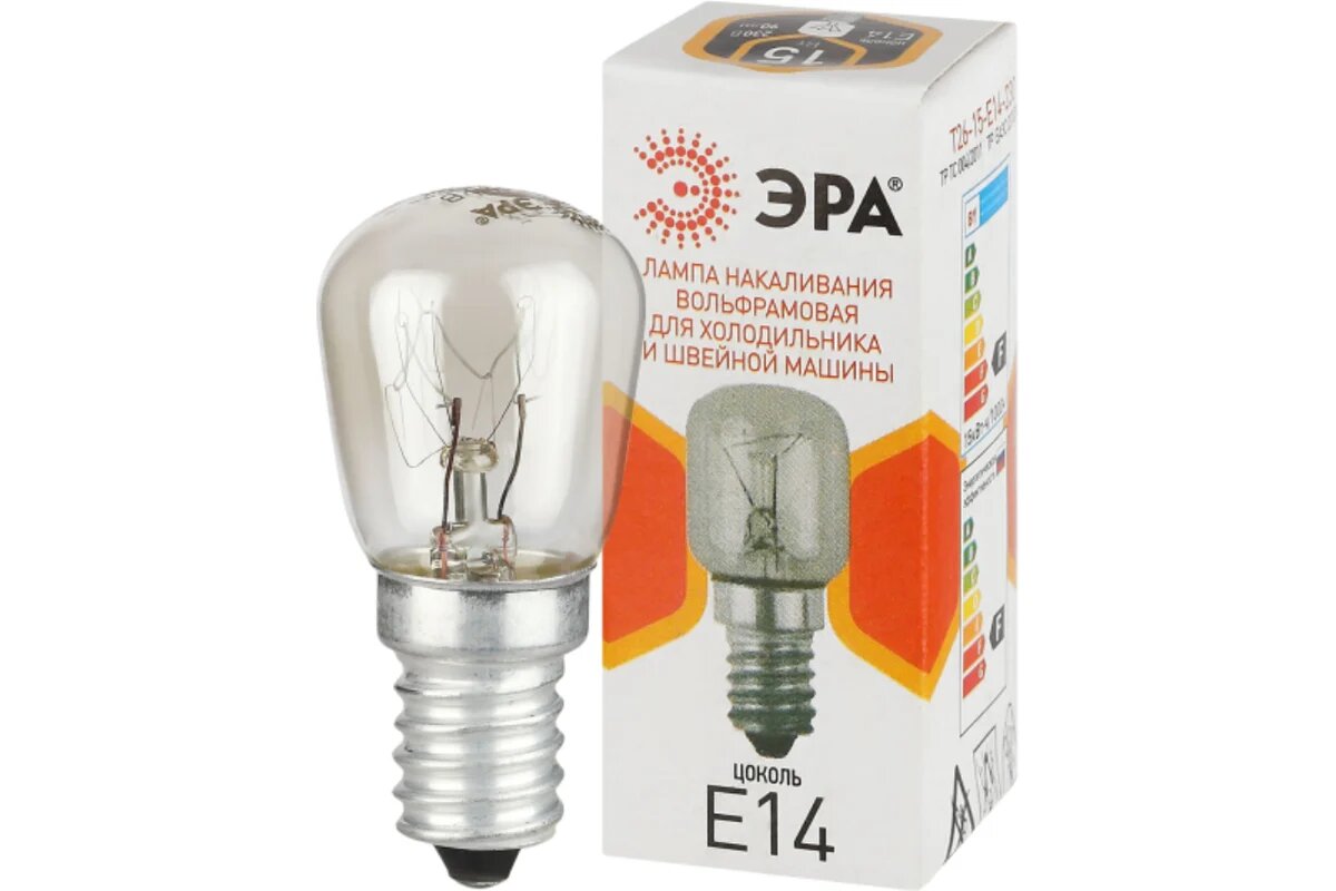 ЭРА Лампочка T26 15Вт Е14/E14 230В для холодильника и швейной машины (КНР) Б0066403