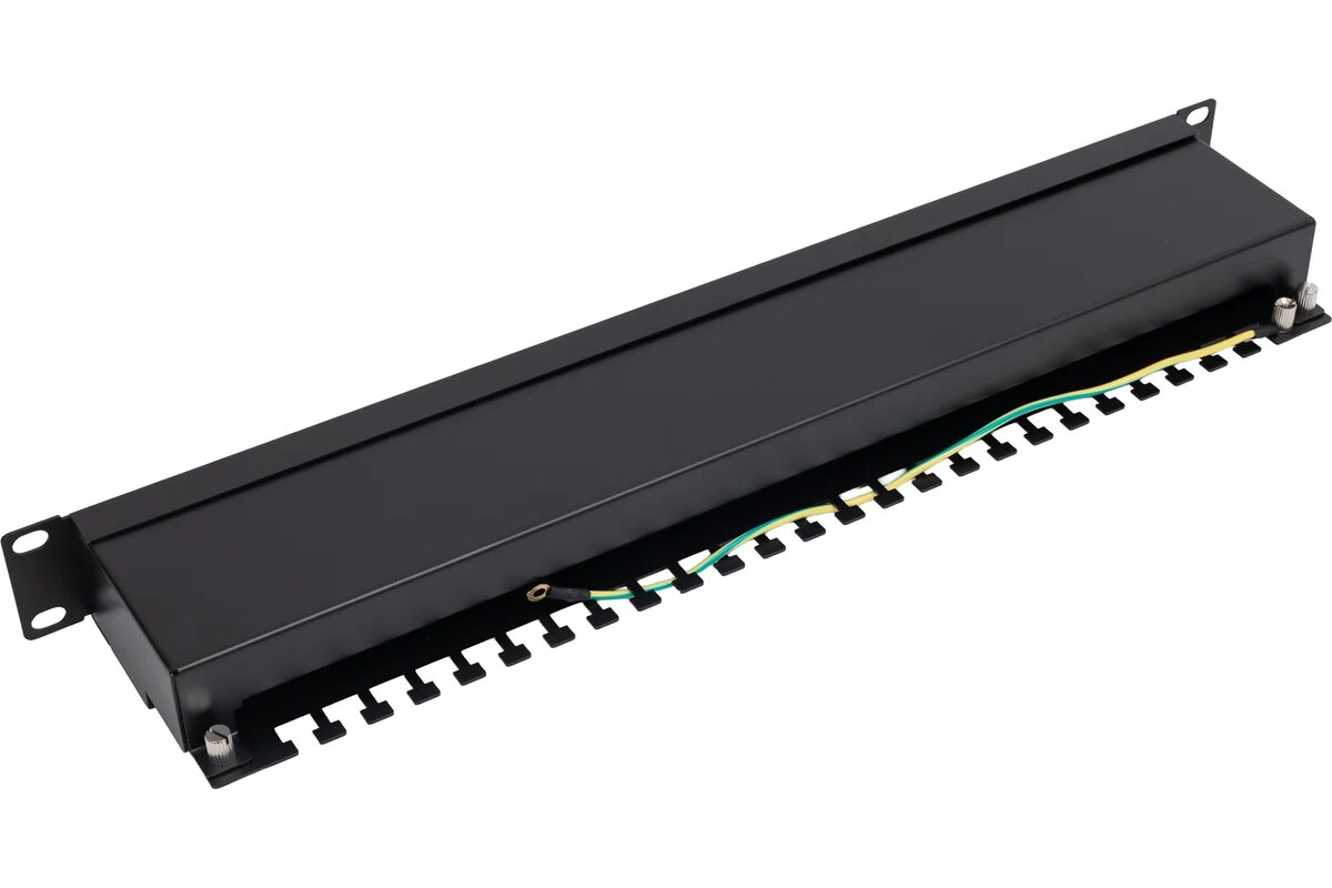 ExeGate Патч-панель 24 порта Cat5e FTP, 1U, Dual IDC, RoHS, черная EPP3-19-24-8P8C — фото 1