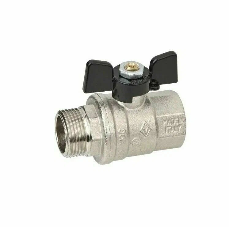 Кран шаровый Bugatti 307 1/2" В-Н бабочка (03070060) 2шт — фото 1