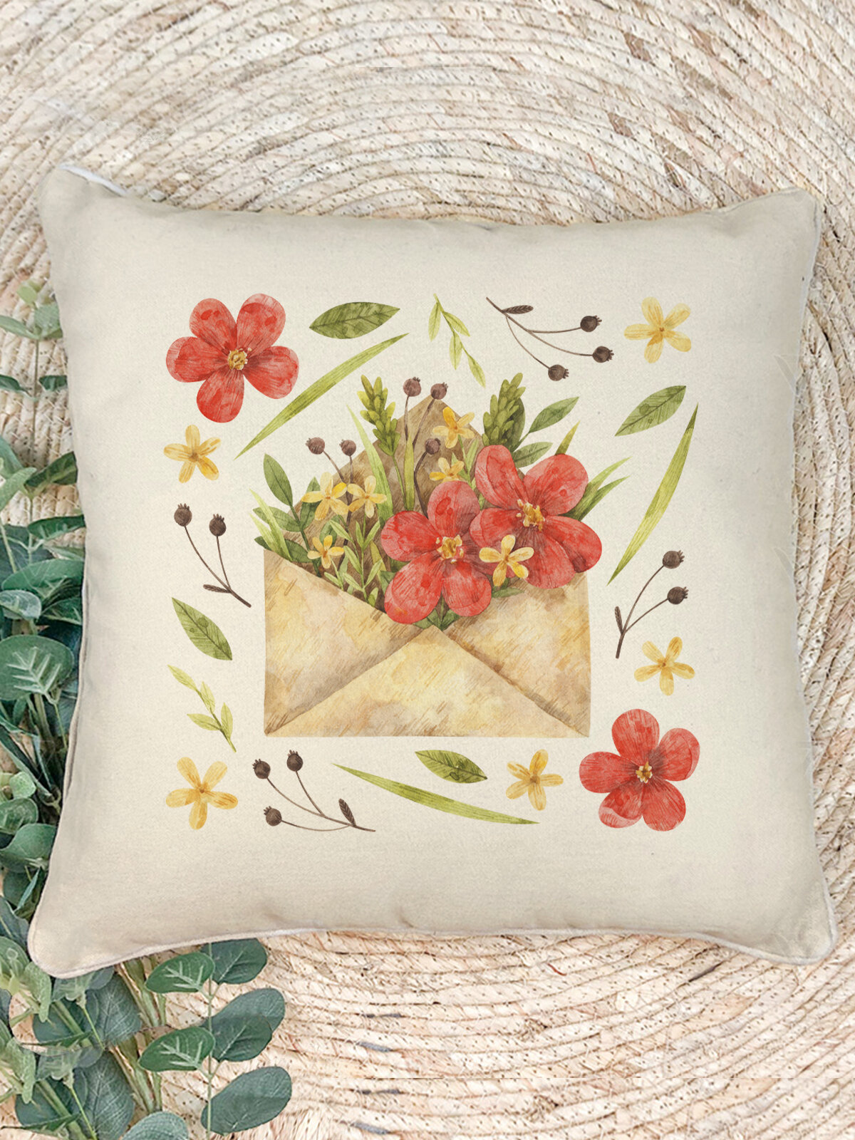 Наволочка для декоративной подушки Gerasim "Письмо", 41х41 см, эко-ткань хлопок/полиэфир