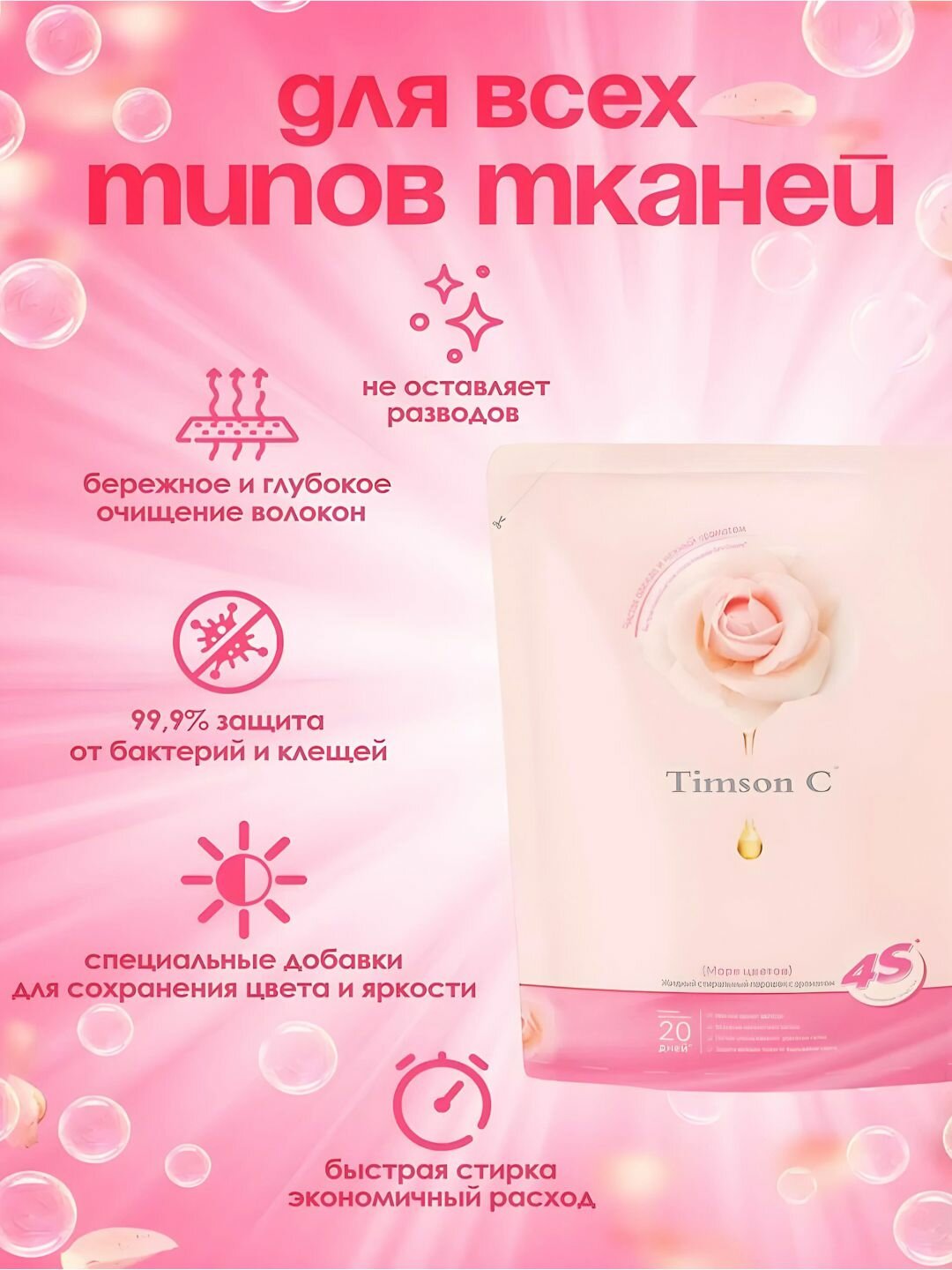 Гель для стирки белья с ароматом "Парфюм" Timson C, 1,25 кг. — фото 1