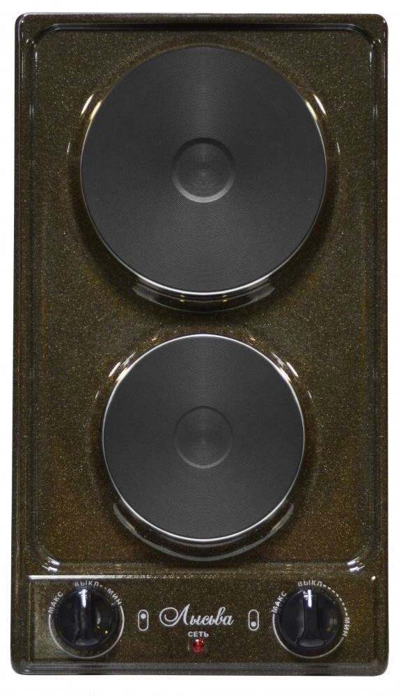 Электрическая настольная плита лысьва ЭПБ 22, 2 конфорки, коричневый