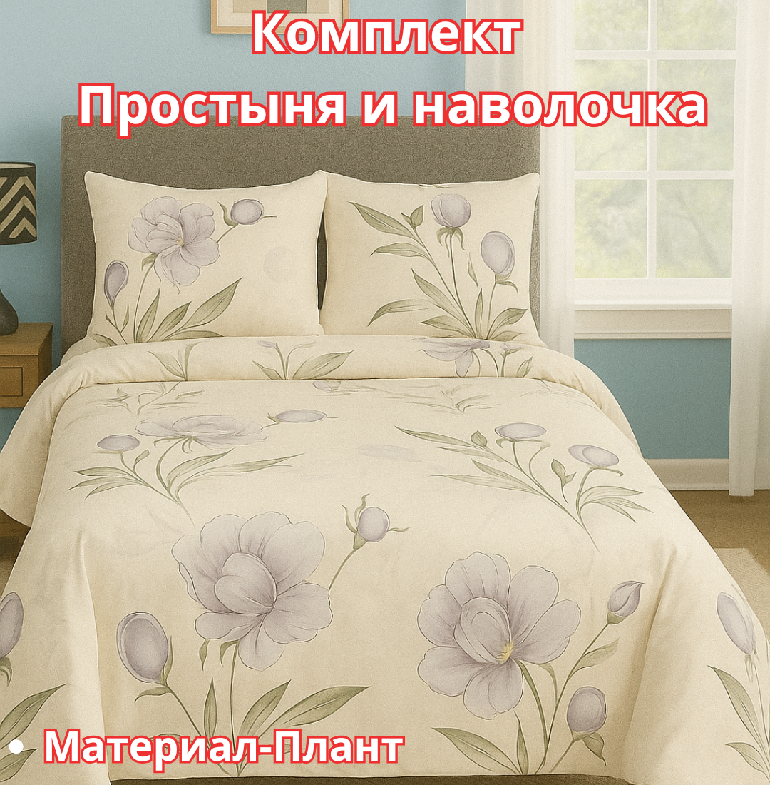 Постельное белья "Простыня и наволочка" размер евро стандарт