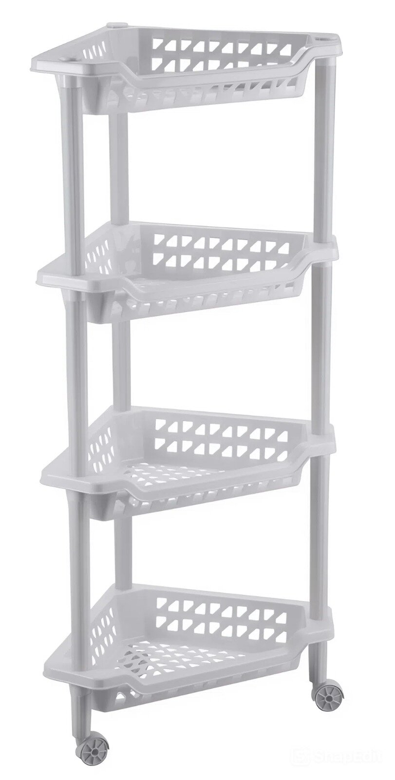 Этажерка угловая на колесах Бытпласт Тереза 4 полки 400 x 270 x 840 мм светло-серая