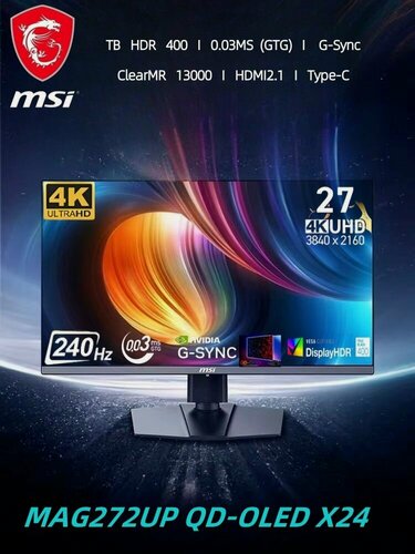 Изображение товара MSI 27" Монитор MAG 272UP QD-OLED X24,4K,240HZ,0.03ms(GTG), белый