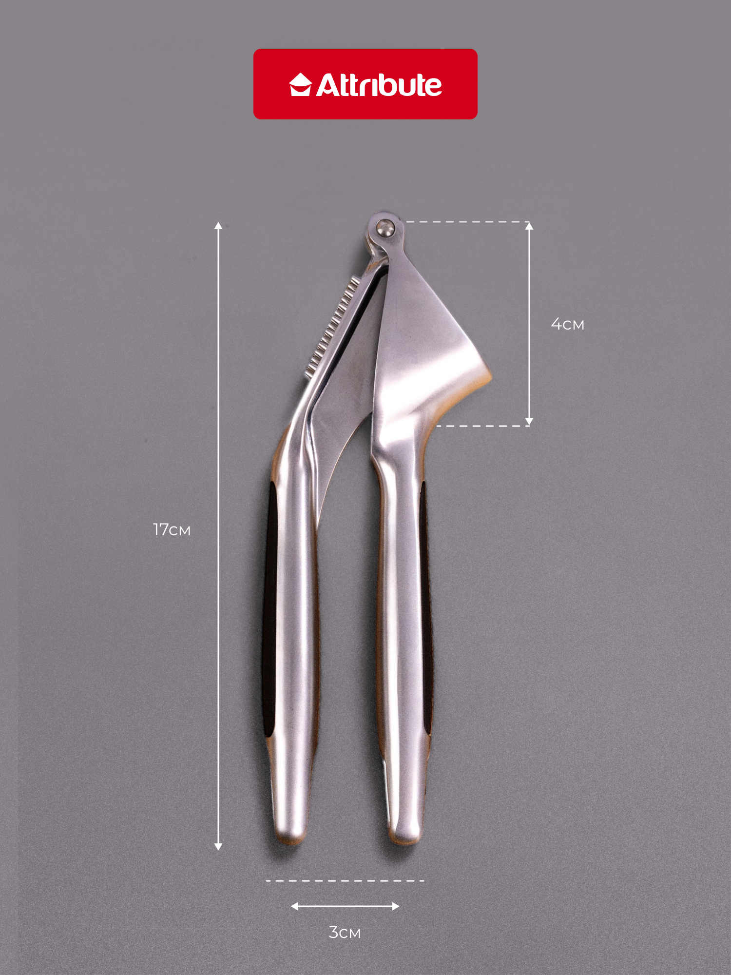 Пресс для чеснока Attribute Bosque, двусторонний, из нержавеющей стали — фото 1