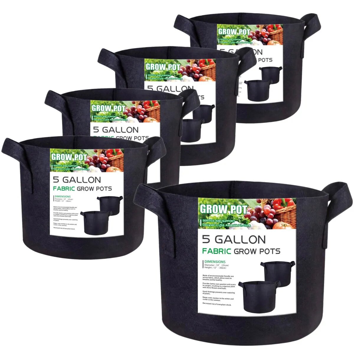 Горшок для цветов 25 см х 30 см х 30 см 18.9 л 5 шт