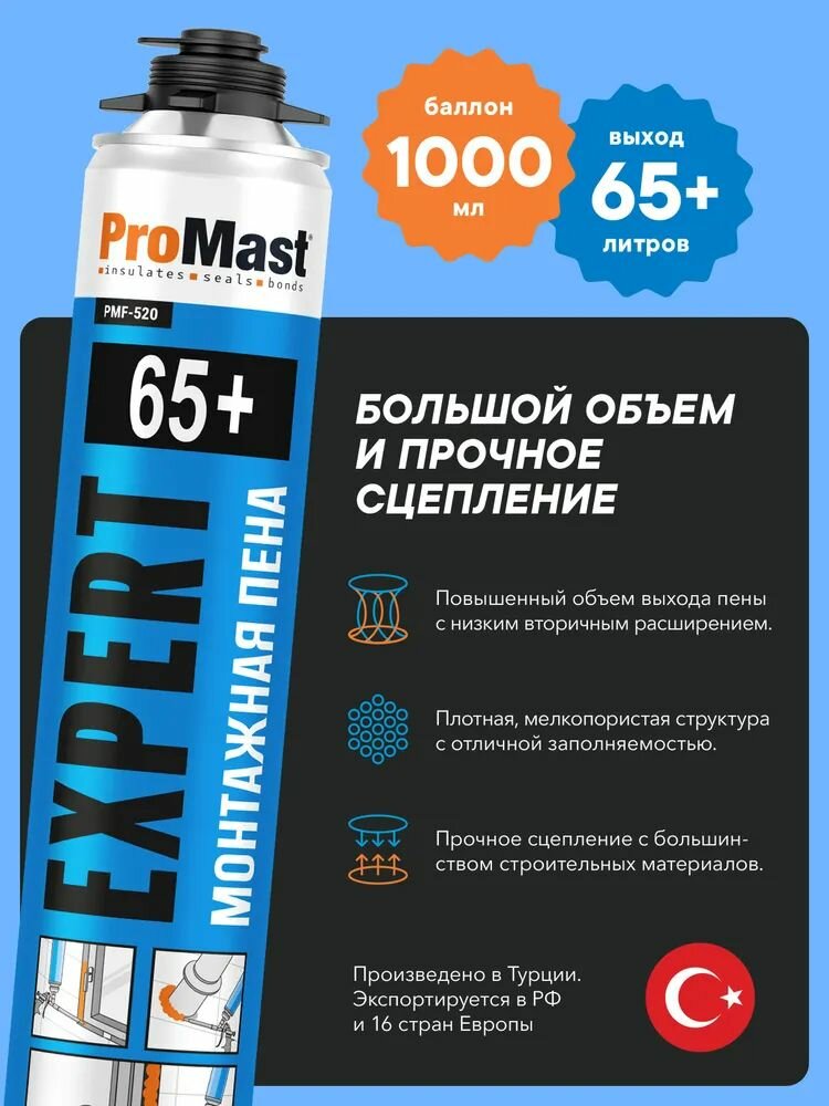 Пена монтажная для пистолета профессиональная ProMast Expert 1000 мл