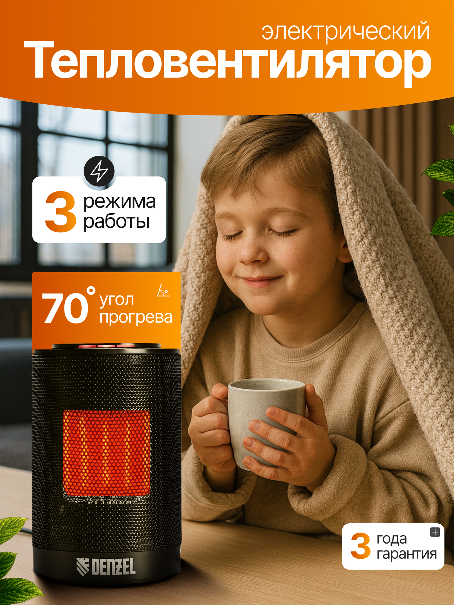 Тепловентилятор обогреватель электрический напольный