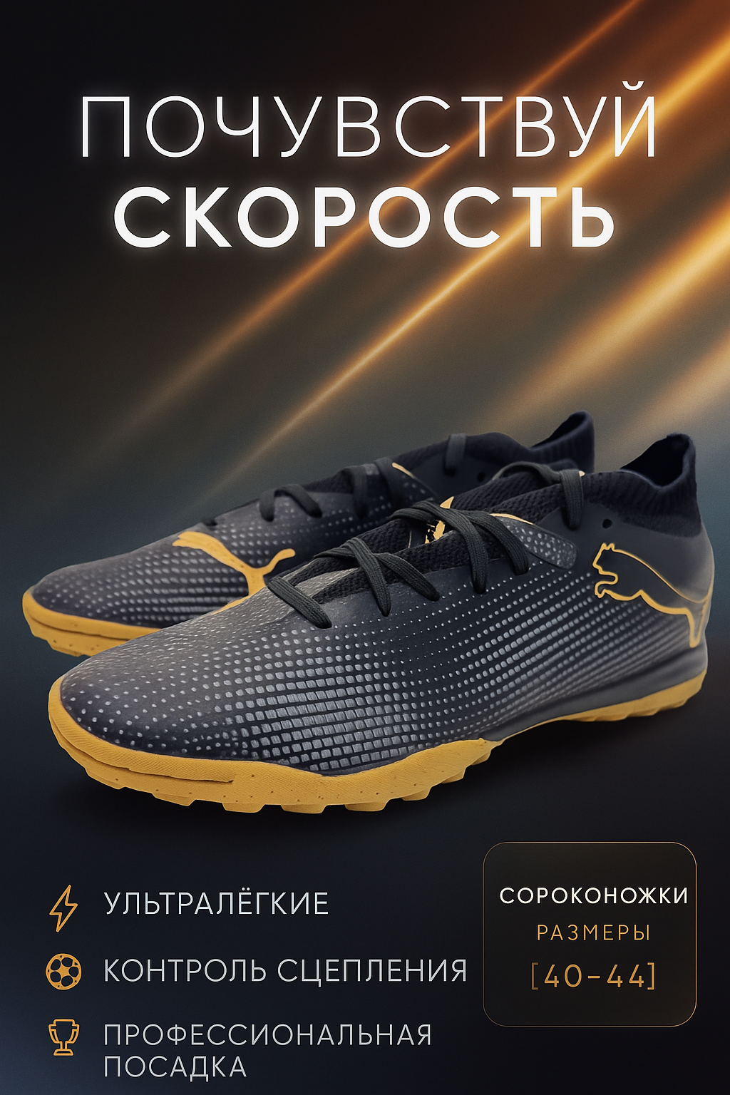 Бутсы  Classic Vegan, размер 43, черный.. — фото 1