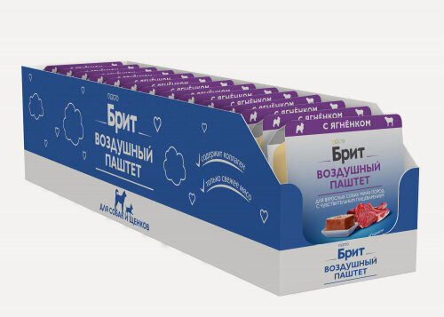 Изображение товара Влажный корм для собак мини пород с чувствительным пищеварением Brit PREMIUM Воздушный паштет, Ягнёнок 14шт x 100г