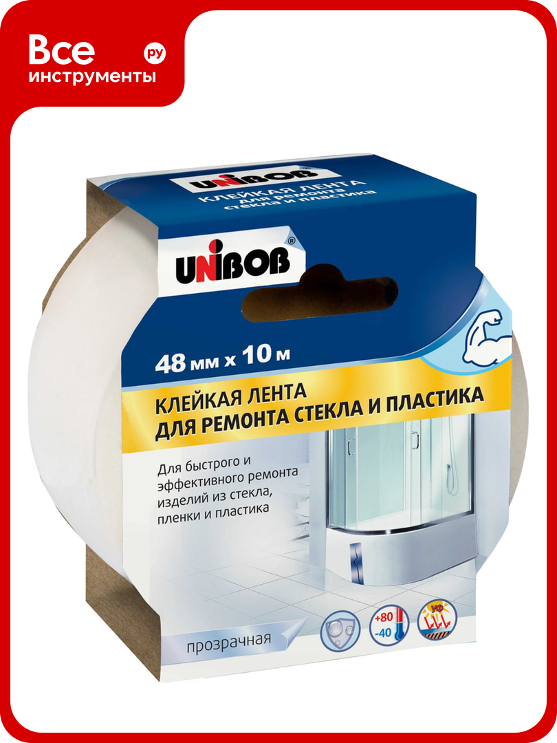 Невидимая клейкая лента Unibob для сращивания стекла и пластика 48ммх10м 75910