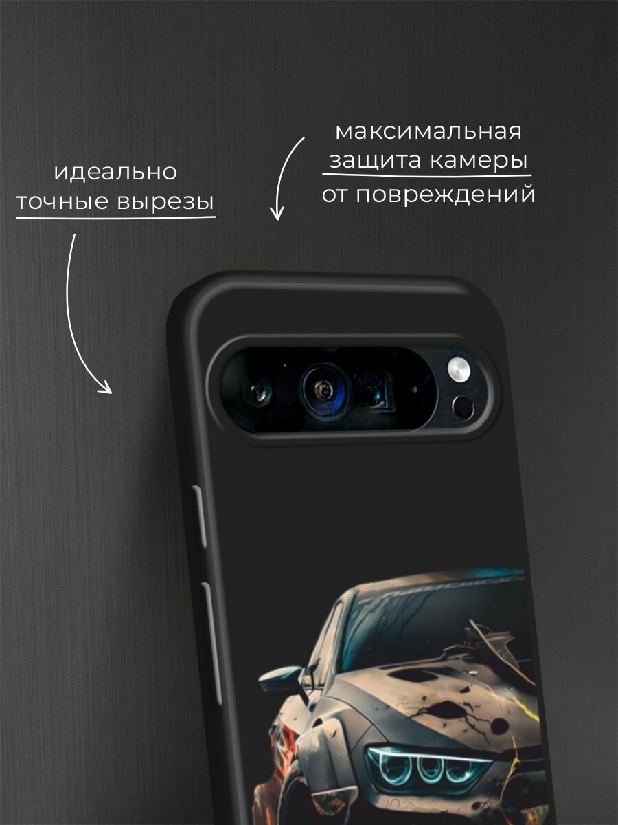 Черный матовый чехол на Google Pixel 9 Pro XL / Гугл Пиксель 9 Про XL с принтом "На износ" — фото 1