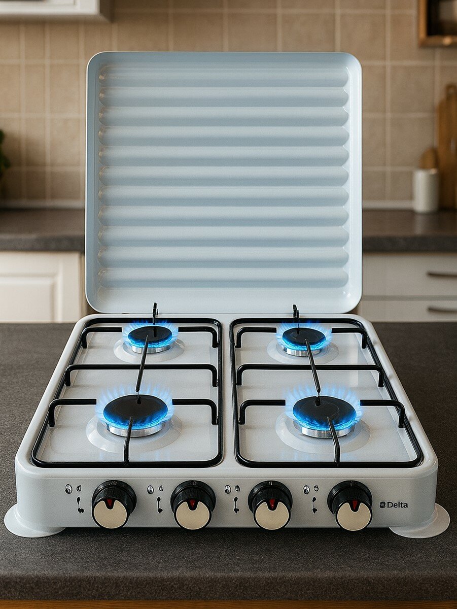 Плита газовая Delta D-2208 настольная четырехконфорочная белая