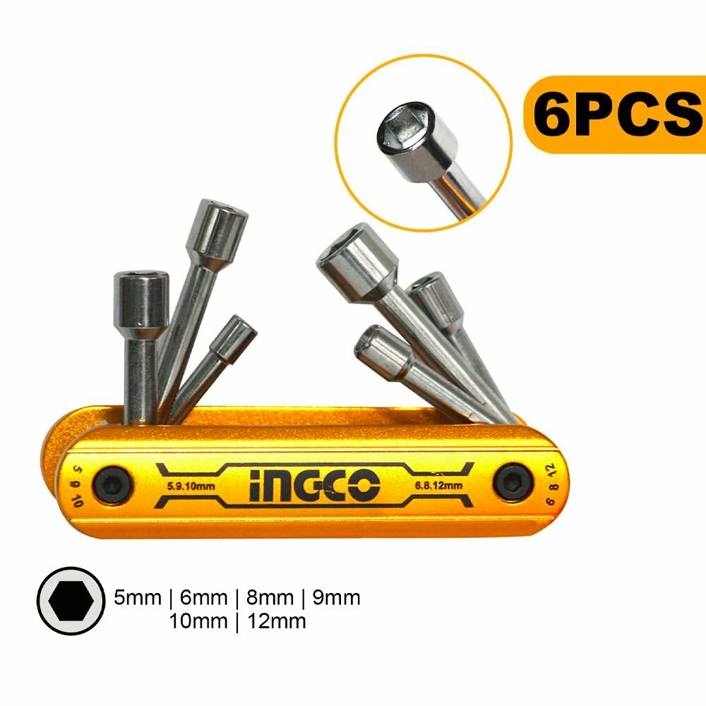 Набор ключей отверток торцевых (складной) 6 шт HFND0601 INGCO