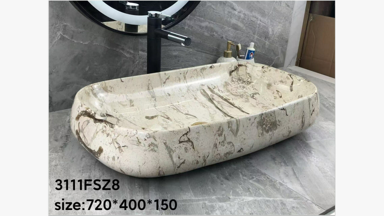 Раковина накладная OSSO 311 RAINFOREST, керамическая, овальная, белый, для ванной комнаты