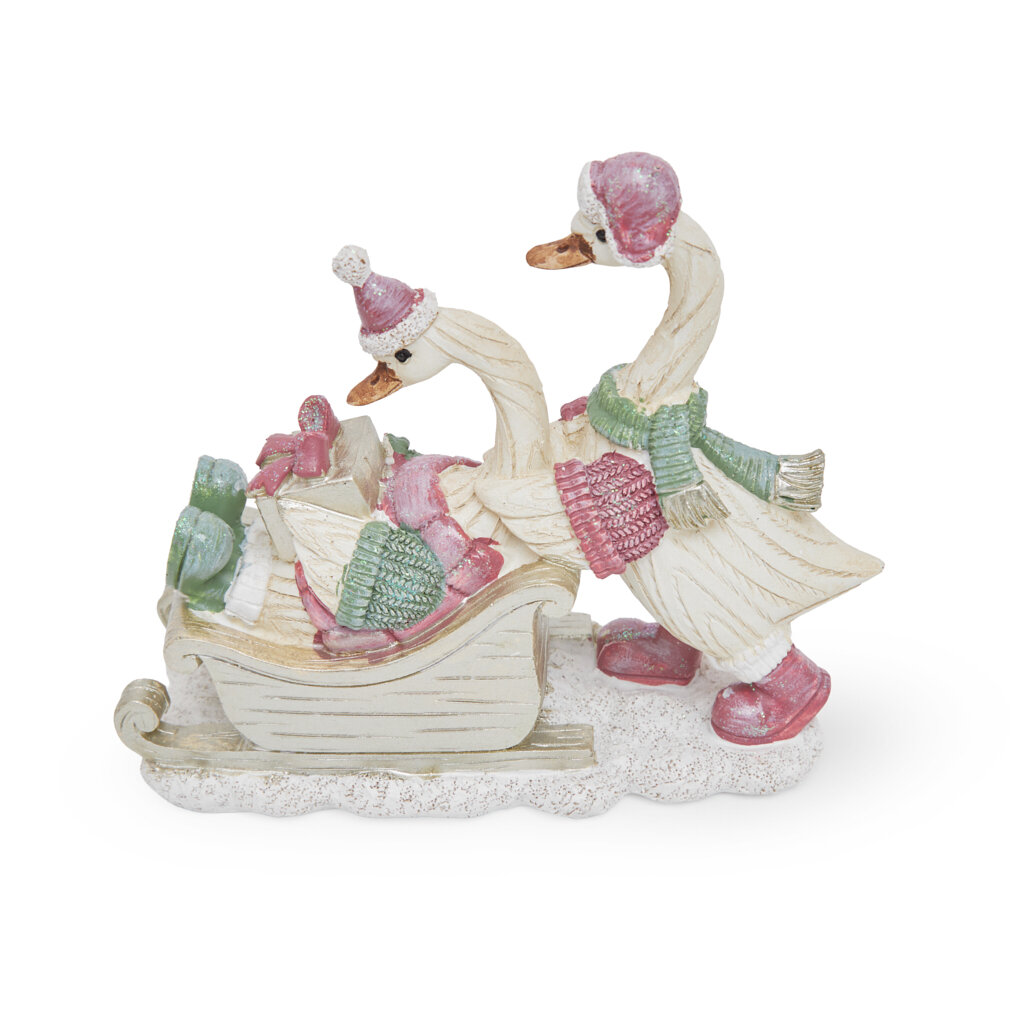 Статуэтка "Гуси на санях" 12,5 см (полирезин)