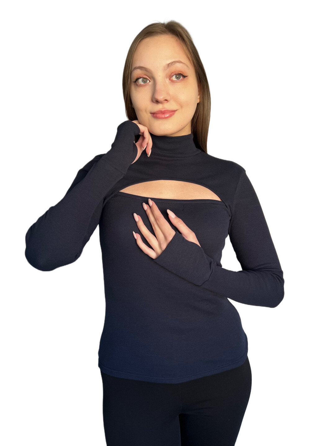 Водолазка , размер 4XL-5XL, темно-синий — фото 1