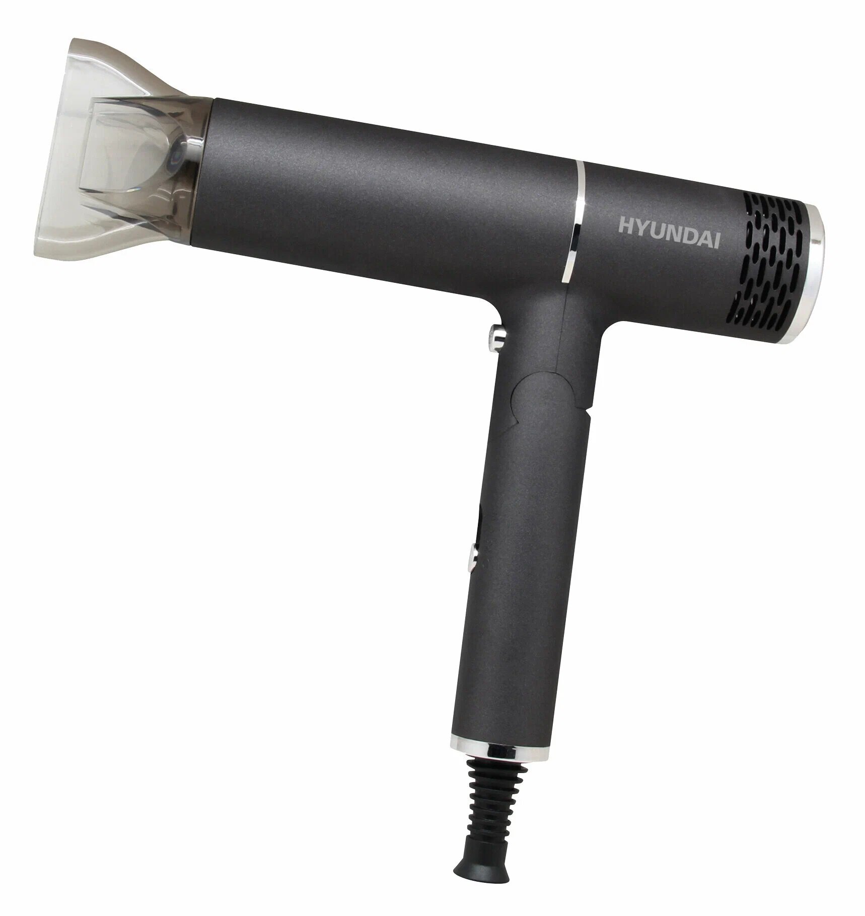 Фен Hyundai H-HD0765, 2000 Вт, ионизация, 3 режима, 2 скорости, концентратор, черный матовый