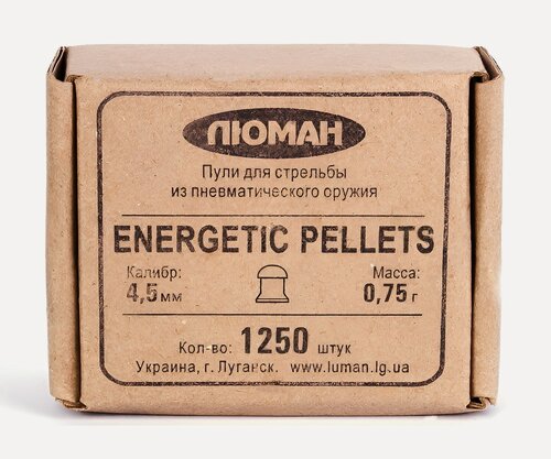 Изображение товара Пули "Люман" Energetic pellets для пневматики, 4,5 мм, 0,75 гр, 1250 шт.