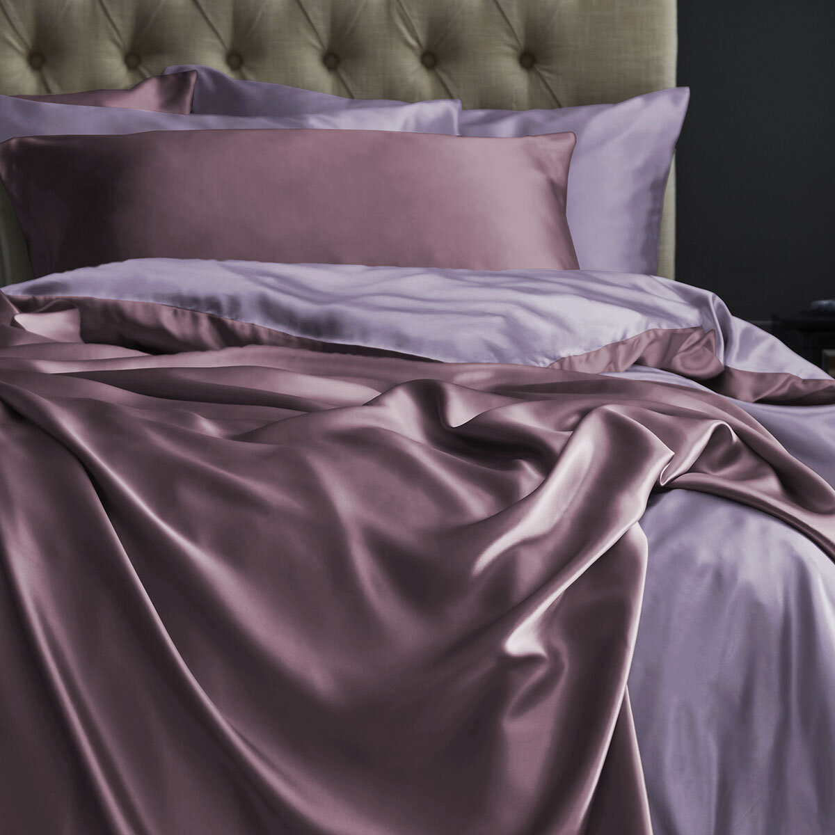 Постельное белье 2 спальное Mona Liza "Лаванда" наволочки 50*70 и 70*70 тенсел/лиоцелл (бузина/лаванда серая)