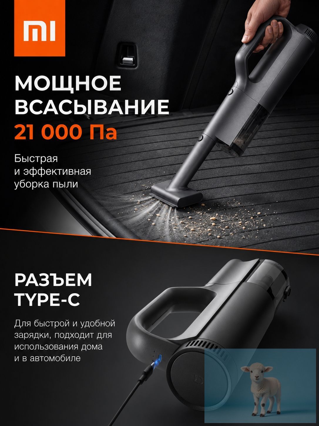 Xiaomi Автомобильный пылесос 21000 Па, мощный беспроводной ручной мини-пылесос для машины, дома и уборки салона
