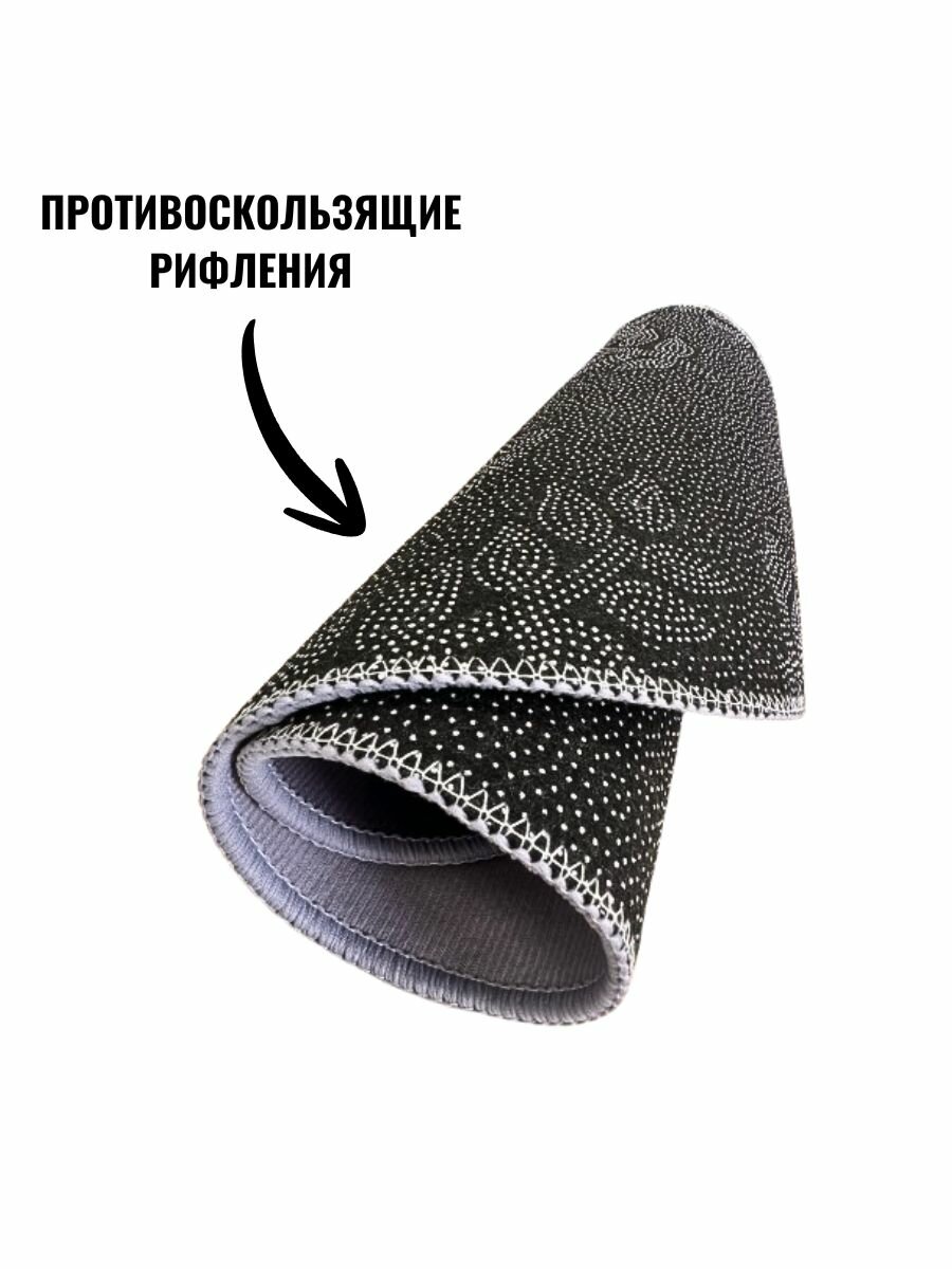 Коврик для ванной и туалета противоскользящий 60х40 см, противоскользящий/ коврик для ванной, серый, овальный — фото 1