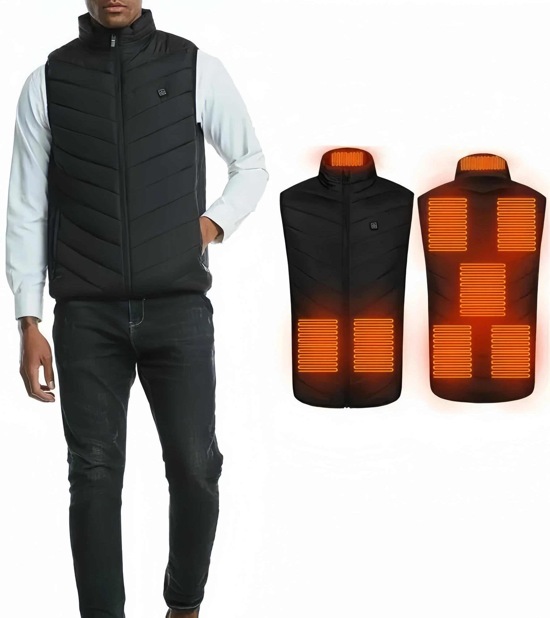 Теплая телогрейка безрукавка Coockoo - зимний жилет с подогревом от PowerBank, размер 48-50, 1 кнопка