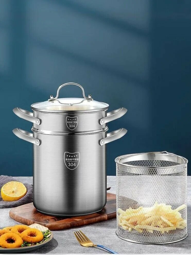 HXD Кастрюля Многофункциональный горшок, Нержавеющая сталь, 4,5 л, 4 шт