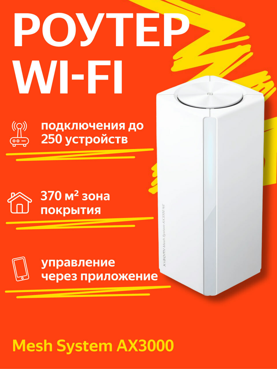 Беспроводной маршрутизатор роутер Xiaomi Mesh System AX3000 NE(1 pack) RU, белый DVB4465GL