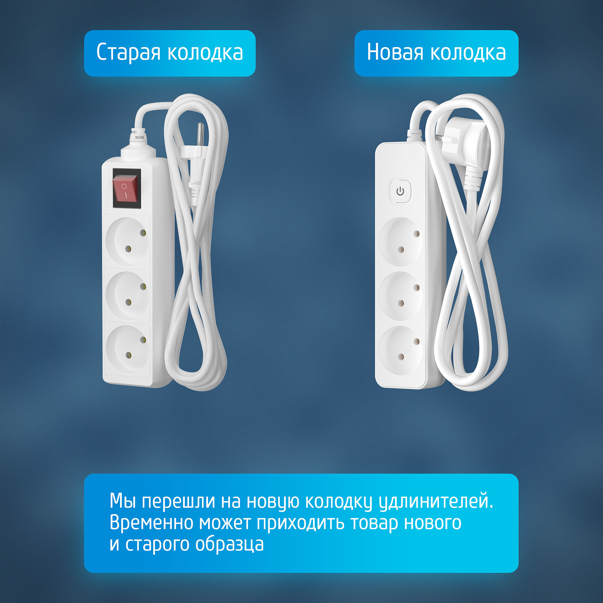Удлинитель сетевой для розетки фотон 10А 2 метра 3 розетки с выключателем белый, ГОСТ — фото 1